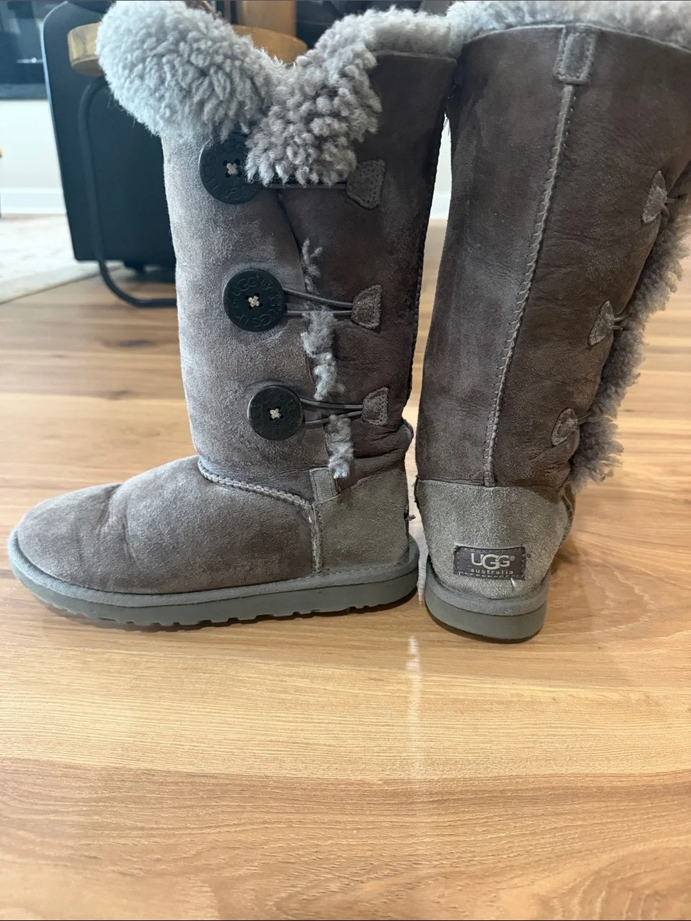 UGG Women's Tall Button Shearling Boots - Gray Brown